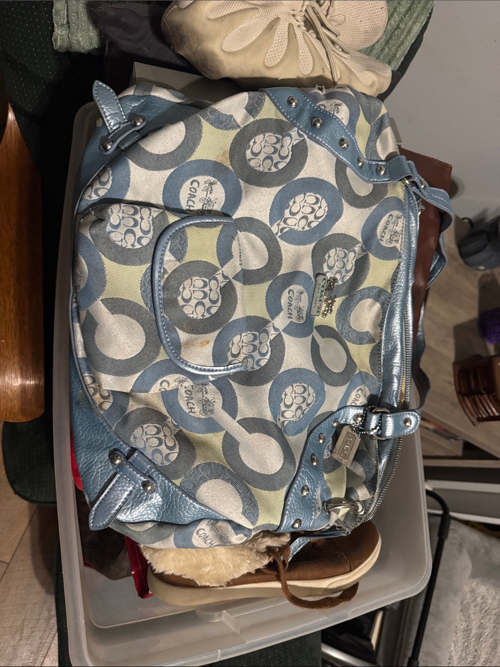 Coach Light Blue Signature Canvas Shoulder Bag